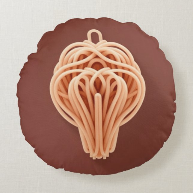 Spaghetti Noodle Unique Pattern Round Cushion (Front)