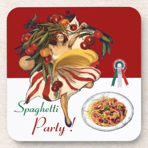 SPAGHETTI PARTY DANCE,ITALIAN KITCHEN AND TOMATOES COASTER