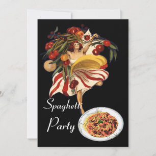 SPAGHETTI PARTY DANCE,ITALIAN KITCHEN AND TOMATOES INVITATION