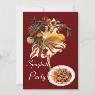 SPAGHETTI PARTY DANCE,ITALIAN KITCHEN AND TOMATOES INVITATION