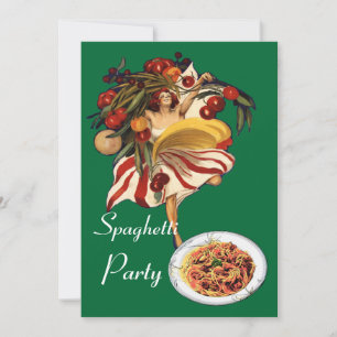 SPAGHETTI PARTY DANCE,ITALIAN KITCHEN AND TOMATOES INVITATION