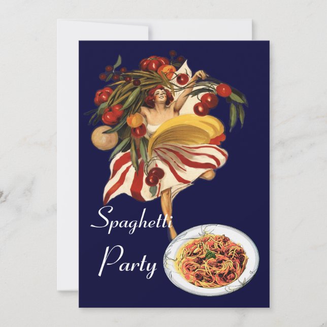 SPAGHETTI PARTY DANCE,ITALIAN KITCHEN AND TOMATOES INVITATION (Front)