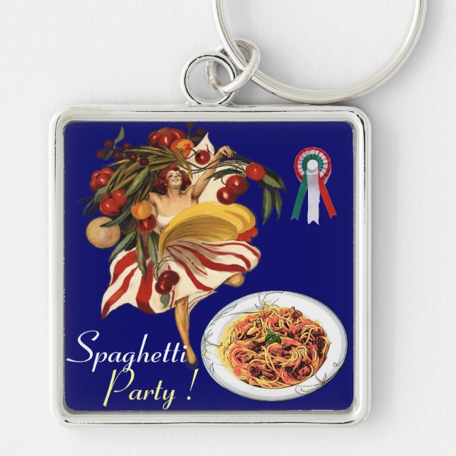 SPAGHETTI PARTY DANCE,ITALIAN KITCHEN AND TOMATOES KEY RING (Front)