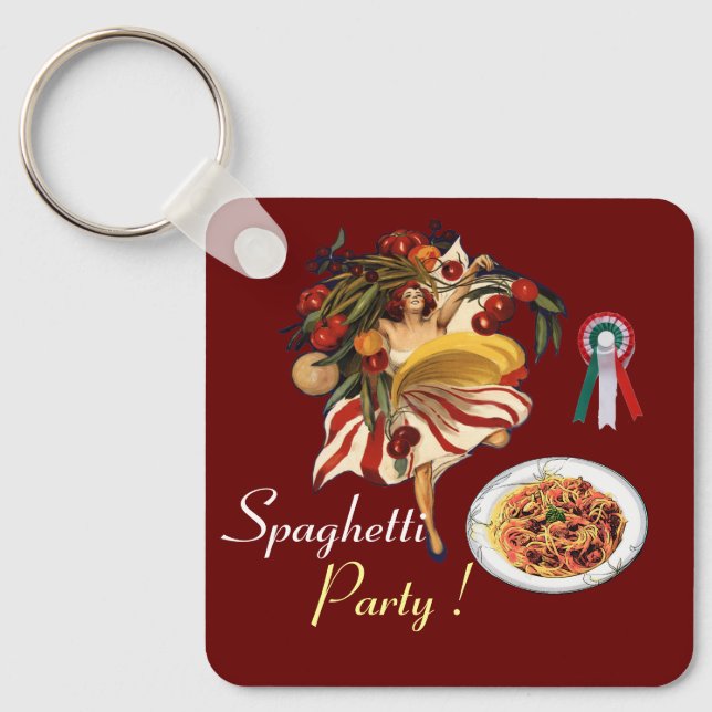 SPAGHETTI PARTY DANCE,ITALIAN KITCHEN AND TOMATOES KEY RING (Front)