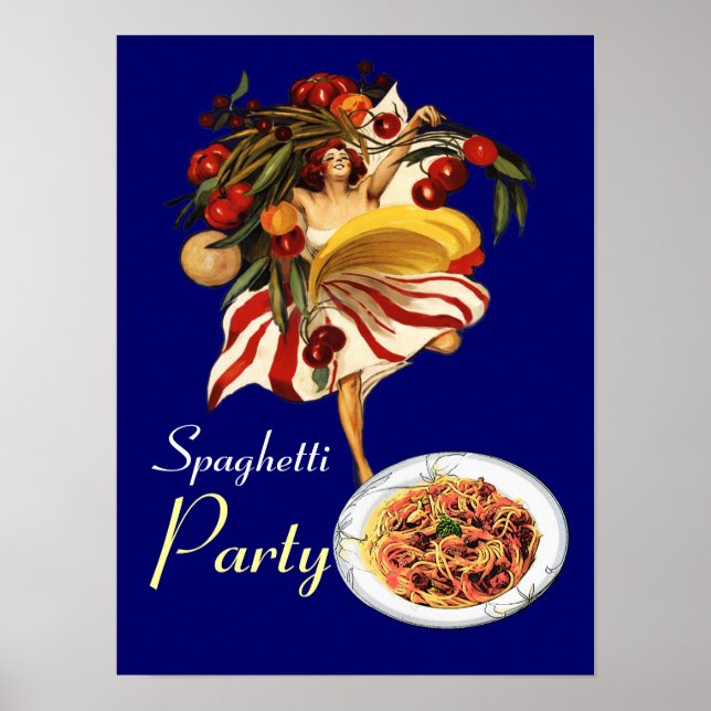 SPAGHETTI PARTY DANCE,ITALIAN KITCHEN AND TOMATOES POSTER (Front)