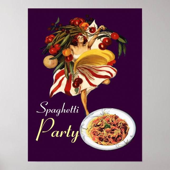 SPAGHETTI PARTY DANCE,ITALIAN KITCHEN AND TOMATOES POSTER (Front)