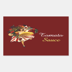 SPAGHETTI PARTY DANCE,ITALIAN KITCHEN TOMATO SAUCE RECTANGULAR STICKER