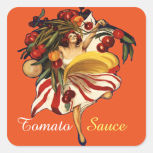 SPAGHETTI PARTY DANCE,ITALIAN KITCHEN TOMATO SAUCE SQUARE STICKER