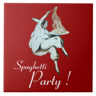 SPAGHETTI PARTY,ITALIAN KITCHEN Dinner Invitation Ceramic Tile