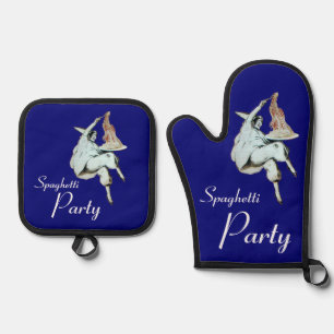 SPAGHETTI PARTY,ITALIAN KITCHEN Dinner Invitation Oven Mitt & Pot Holder Set