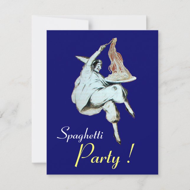SPAGHETTI PARTY,ITALIAN KITCHEN red blue dinner Invitation (Front)
