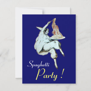 SPAGHETTI PARTY,ITALIAN KITCHEN red blue dinner Invitation