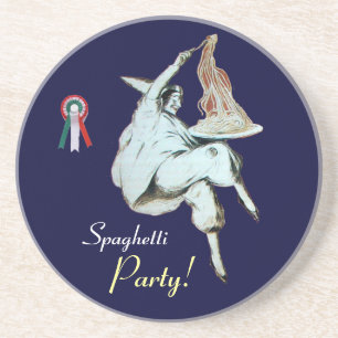 SPAGHETTI PARTY, ITALIAN KITCHEN ,red blue white Coaster