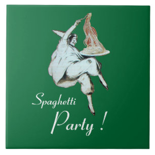 SPAGHETTI PARTY,ITALIAN KITCHEN red dinner, brunch Ceramic Tile