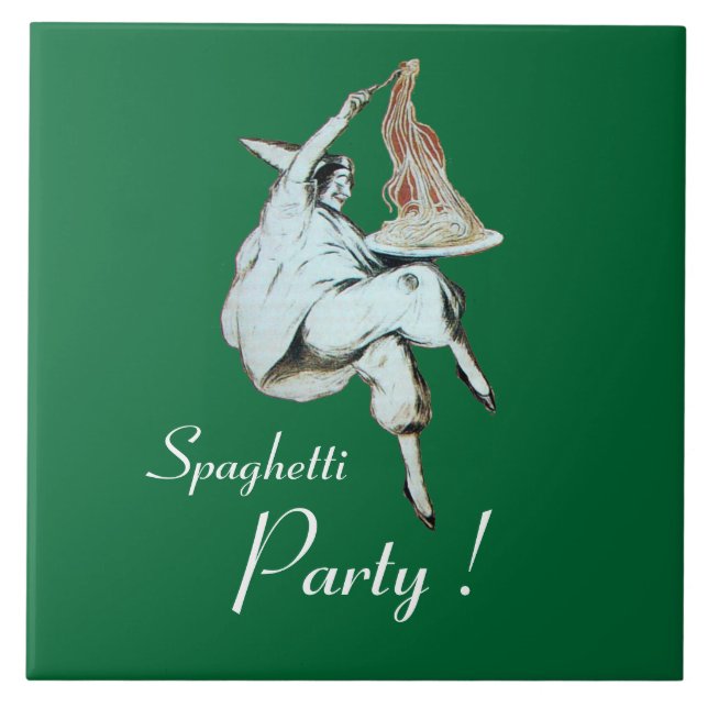 SPAGHETTI PARTY,ITALIAN KITCHEN red dinner, brunch Ceramic Tile (Front)