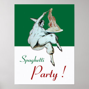SPAGHETTI PARTY, ITALIAN KITCHEN ,red green white Poster