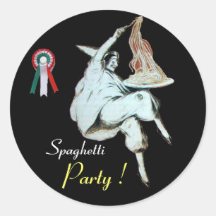 SPAGHETTI PARTY ITALIAN KITCHEN, RESTAURANT black Classic Round Sticker
