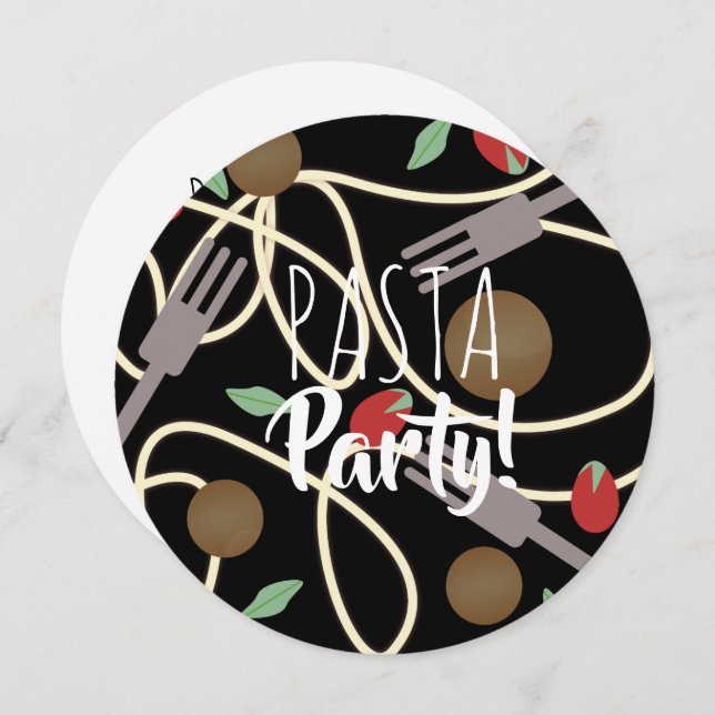 Spaghetti Pasta Italian Dinner Utensils Meatballs Invitation (Front/Back)