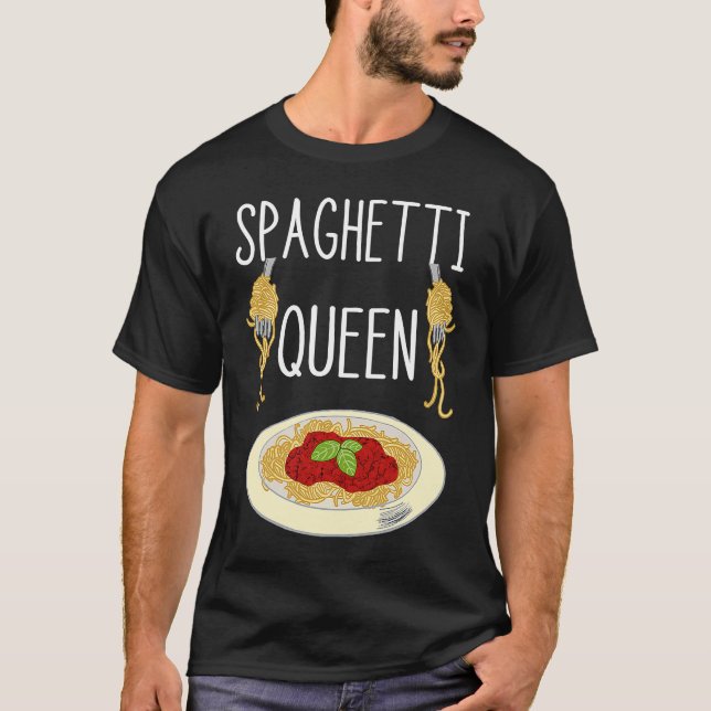 Spaghetti Queen Pasta Noodles Queen Italian Chef T-Shirt (Front)