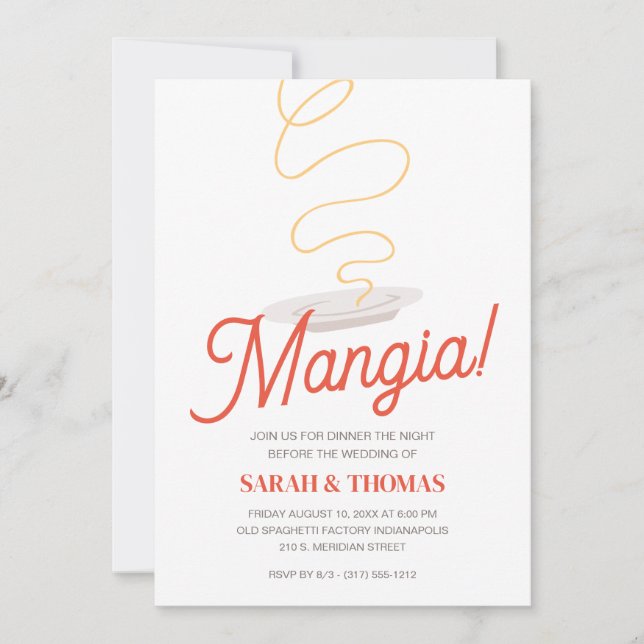 Spaghetti Rehearsal Dinner Invitation (Front)