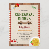 Spaghetti rehearsal dinner theme invitation