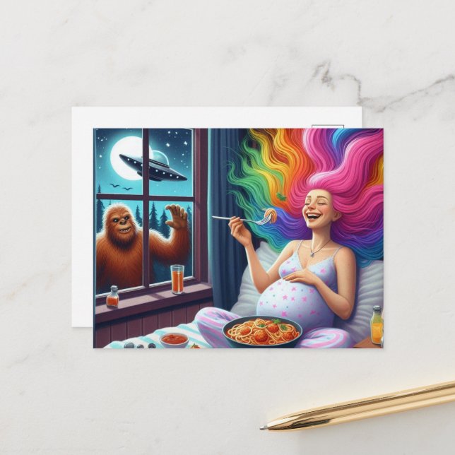 Spaghetti So Yummy I Have No Clue What is Outside  Postcard (Front/Back In Situ)