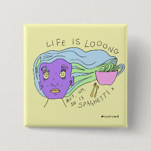 Spaghetti Square Pin Badge #overheard