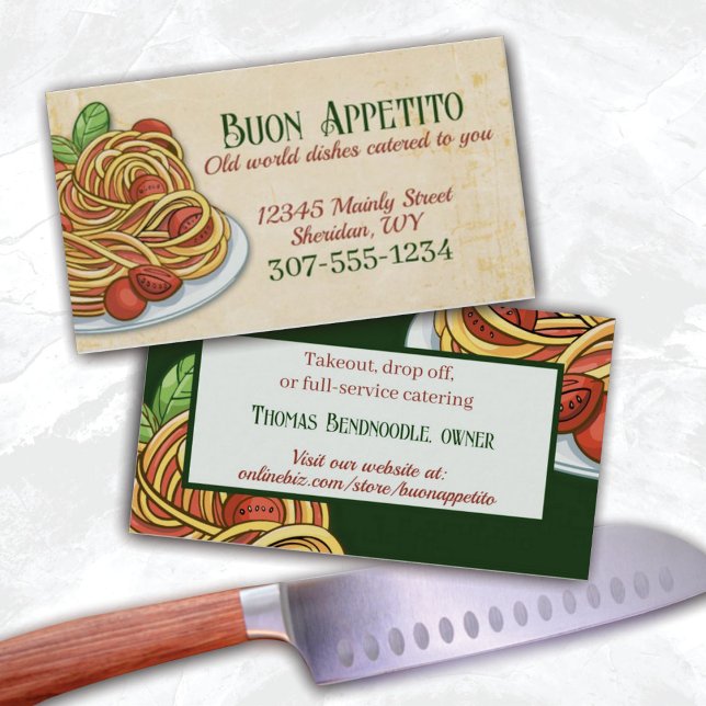 Spaghetti tomato Italian food catering chef Business Card (Creator Uploaded)
