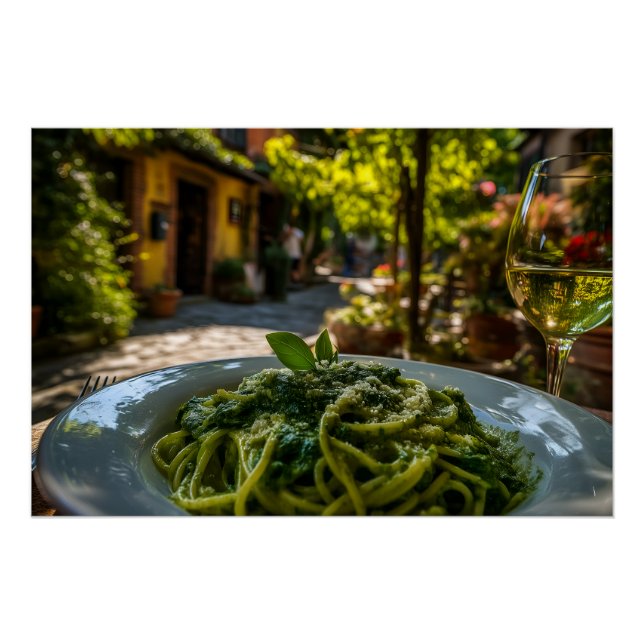 Spaghetti with Creamy Spinach Sauce Poster (Front)