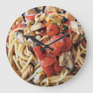 Spaghetti with Mussels Tomatoes Wall Clock