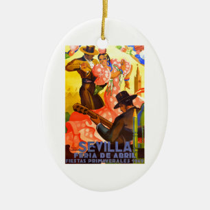 Spain 1949 Seville April Fair Poster Ceramic Ornament