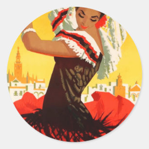 Spain 1959 Seville April Fair Poster Classic Round Sticker