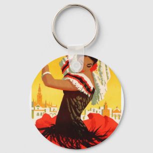 Spain 1959 Seville April Fair Poster Key Ring