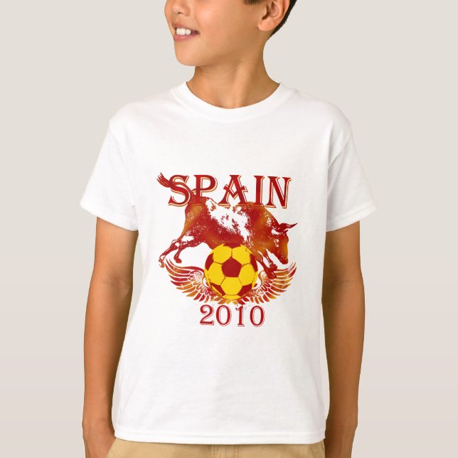 Spain 2010 girls and boys soccer futbol T shirt (Front)