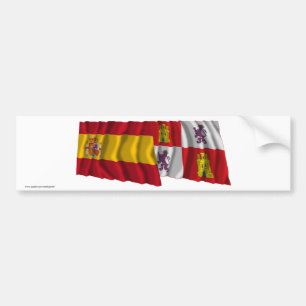 Spain and Castilla y León waving flags Bumper Sticker