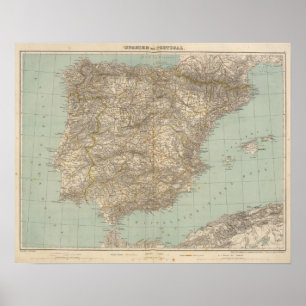 Spain And Portugal Atlas Map Poster