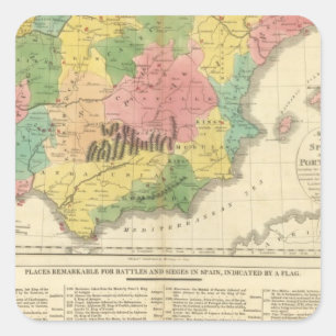 Spain and Portugal Chronology Map Square Sticker