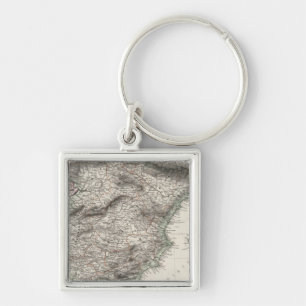 Spain and Portugal Map by Stieler Key Ring