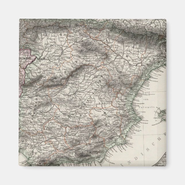 Spain and Portugal Map by Stieler Magnet (Front)