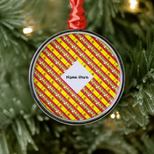 Spain and Spanish Flag Tiled with Your Name Metal Ornament