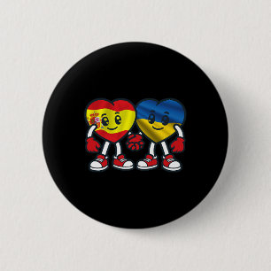 Spain And Ukraine Hearts Friendship  6 Cm Round Badge