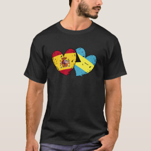 Spain Bahamas Flag Split Hearts Spanish Bahamian P T-Shirt