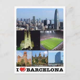 Spain - Barcelona - I Love - Postcard