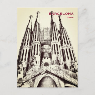 Spain Barcelona Vintage Travel Tourism Add Postcard