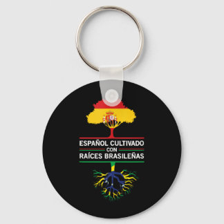 Spain Brazil Flags Heritage Gift Expat Fans Key Ring