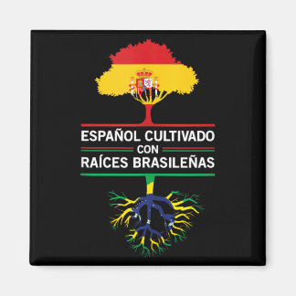 Spain Brazil Flags Heritage Gift Expat Fans Magnet