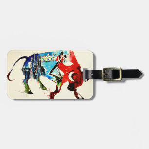 Spain Bull Vintage Travel Love Watercolor Luggage Tag