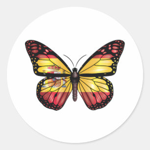 Spain butterfly monarch flag classic round sticker