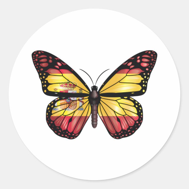 Spain butterfly monarch flag classic round sticker (Front)