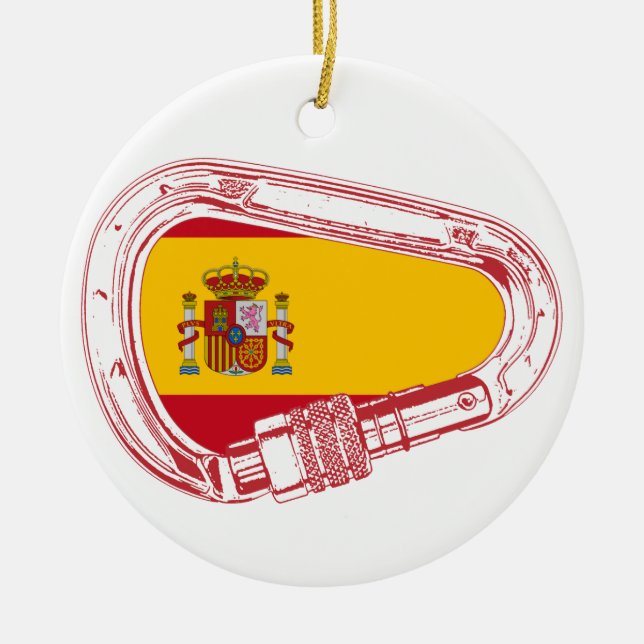Spain Carabiner Flag Ceramic Tree Decoration (Front)